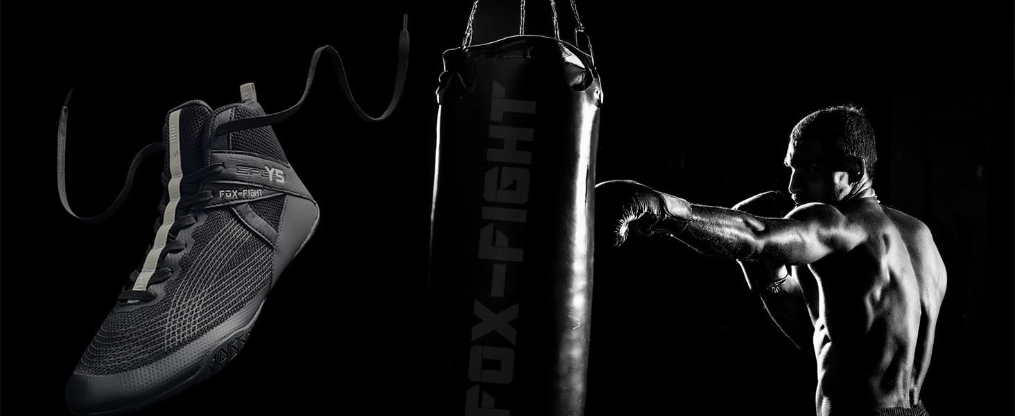 FOX-FIGHT Y5: Боксерські та спортивні кросівки для боротьби, фітнесу та бодібілдингу (39 EU, Чорний, Сірий)