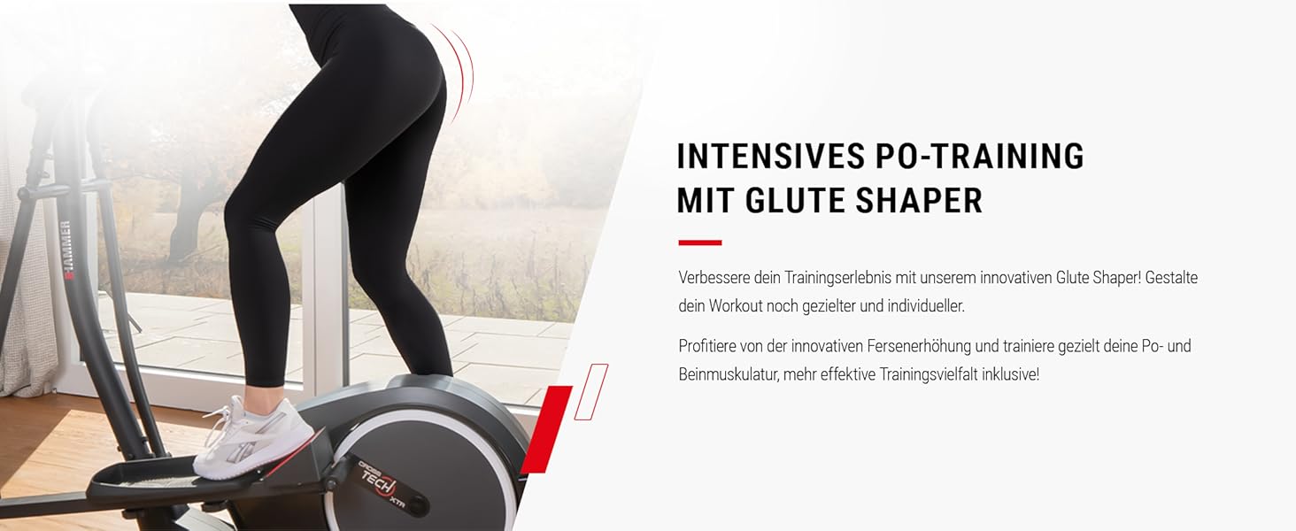 Еліптичний тренажер HAMMER Crosstech XTR BT з Glute Shaper та світлоіндикатором навантаження, 21 програма