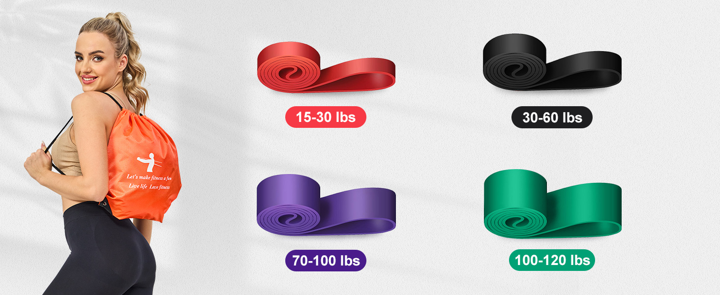 Набір допоміжних еластичних стрічок для підтягувань Klimmzug-Hilfsband-Set, для силових тренувань та формування тіла, фітнес-стрічки для чоловіків, вантажопідйомність 6.8–54 кг