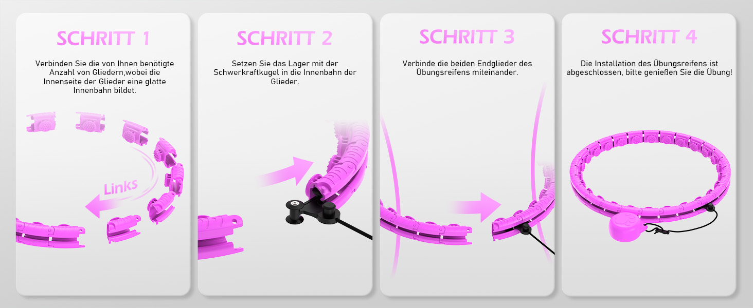 Розумний обруч для схуднення з вантажем, фіолетовий (24 вузли, 77-132 см) для дорослих та початківців