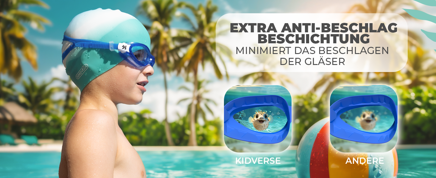 Дитячі маски для плавання Kidverse - 6-16 років, з UV-захистом та антизапотіваючим покриттям, чорні