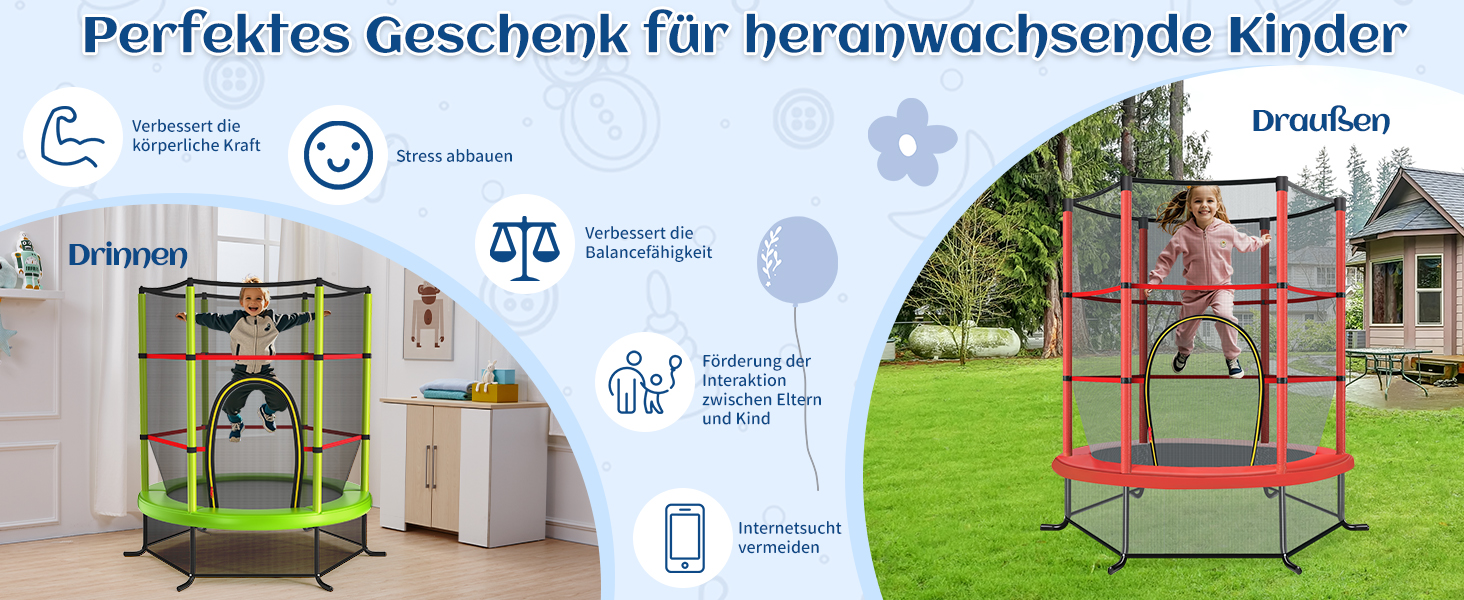 Трамплін GOPLUS Indoor з сіткою безпеки, дахом, сталевою конструкцією, для дітей, Ø165 см, до 135 кг