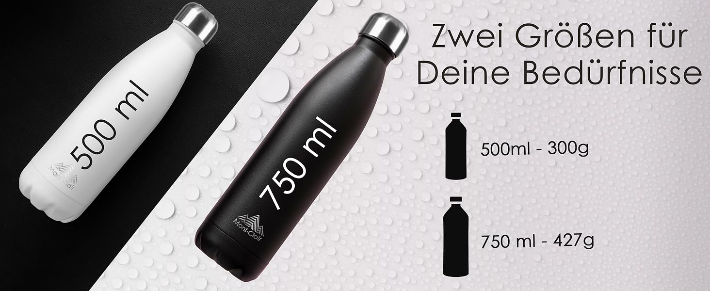 Термопляшка Mont-Clair 500 мл з нержавіючої сталі - чорна, з подвійними стінками, BPA-free, витримує 24 години холод та 12 годин тепла, без витоку