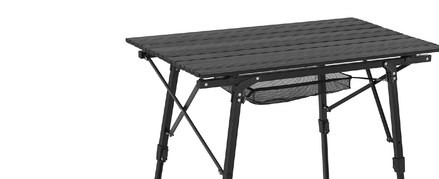 Стол для кемпінгу Juskys Picco - алюмінієвий, 90 x 52 см, легкий, складний, регульований по висоті - для кемпінгу, саду, відпочинку на природі. Чорний.