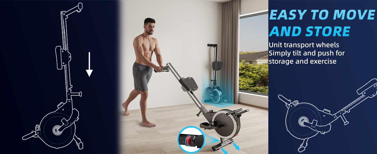 Гребний тренажер Dskeuzeew для дому, складний, 16 рівнів опору, магнітний, до 160 кг, Slide-Rails