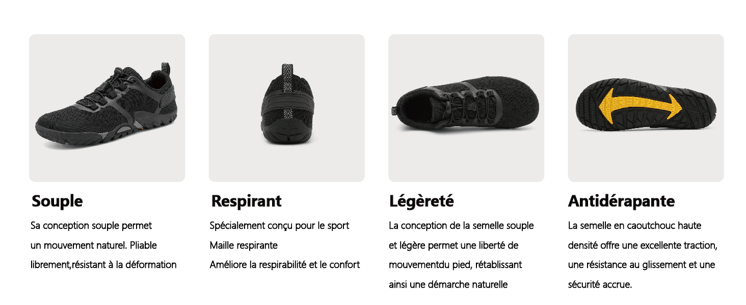 Barfußschuhe HUSKSWARE для жінок та чоловіків – широка передня частина, неслизька підошва, дихаючі, посилені люверси для фітнесу, трейлраннінгу, хайкінгу та повсякденного використання, білий, 44 EU