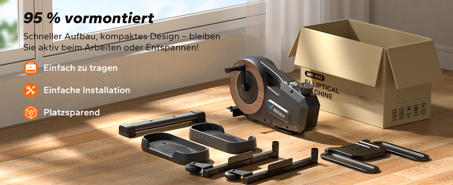 Міні еліптичний тренажер MERACH для дому, електричний крос-тренажер під стіл з пультом, дисплеєм, 12 швидкостей, петлі для ніг, тихий та портативний, для літніх людей та дорослих, E43-Чорний