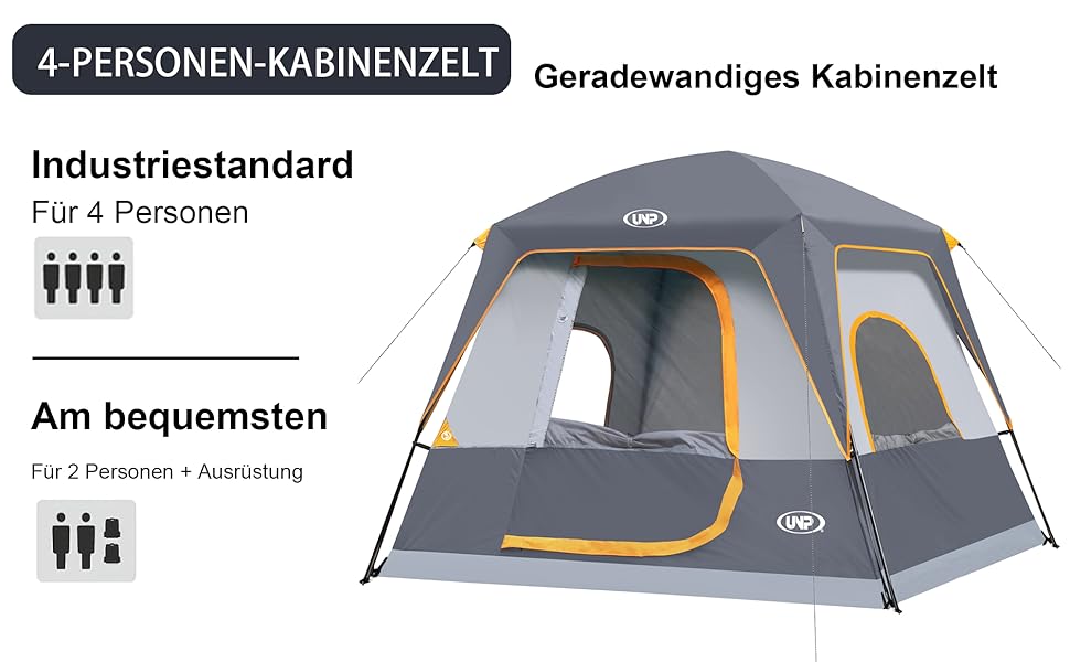 Намет кемпінговий 4-8 осіб Campingzelt Ozeanblau, водонепроникний з тентом, для кемпінгу, туризму та трекінгу, висота стелі 180 см, 240x210x180 см