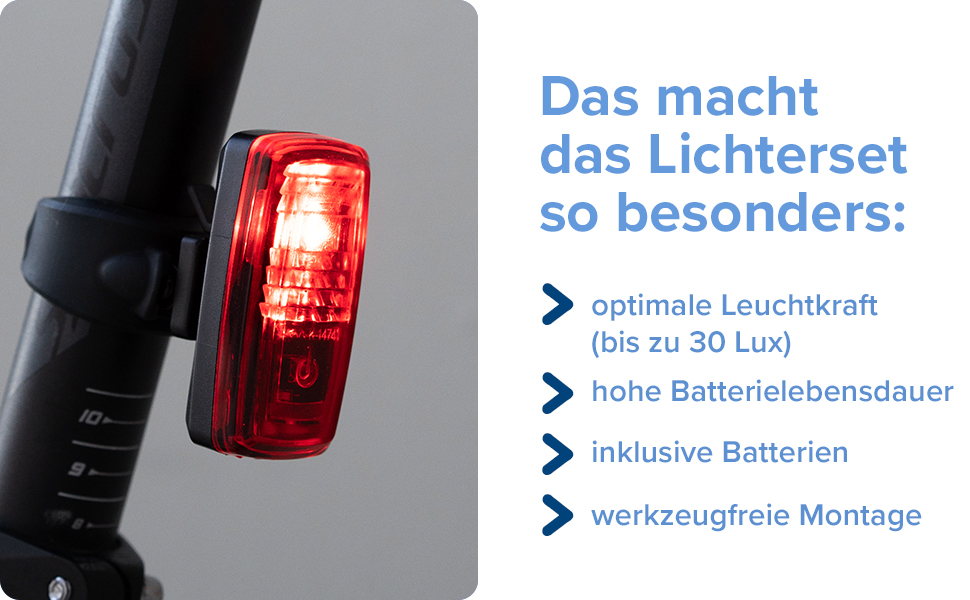Фари для велосипеда Büchel BL 300 I StVZO (Німеччина) I До 13 годин роботи I 30/15 LUX I З батарейками I Чорний