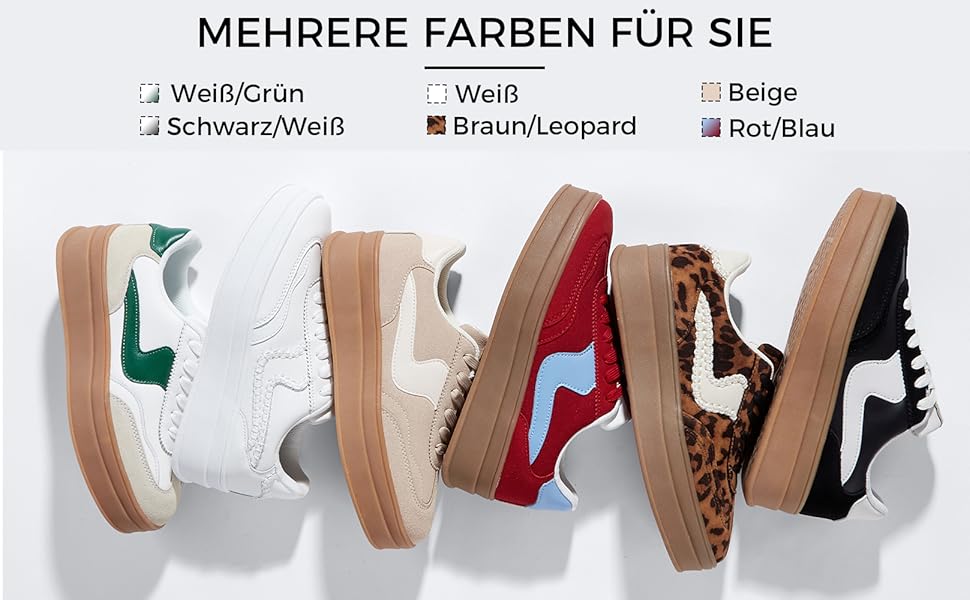 Жіночі кросівки на платформі LUCKY STEP – модні масивні кросівки, зручні шнурівки для повсякденного носіння та прогулянок з прошитими деталями, чорно-білі (червоно-сині, 36 EU)