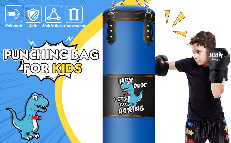 Дитячий боксерський мішок з підвіскою та рукавичками (блакитний, без наповнювача)