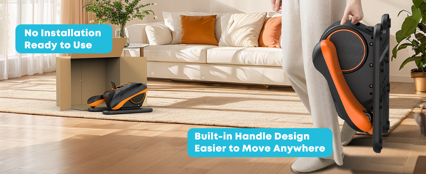 Еліптичний тренажер Gonex під стіл для літніх людей, електричний, з пультом керування, 16 рівнів швидкості, ручний та автоматичний режими (Помаранчевий)