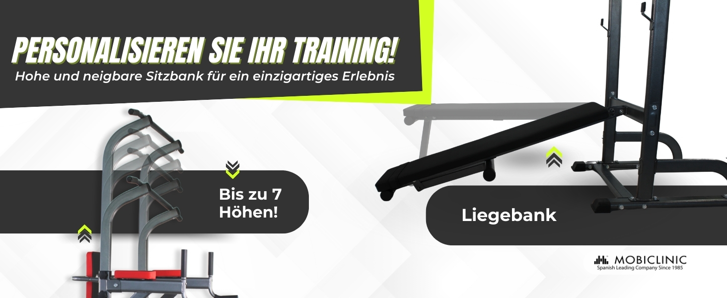Мультифункціональна силова станція Mobiclinic Fitness 9 в 1, складана, з турніком, лавкою для жиму, регульована по висоті, протиковзка, м'яка оббивка