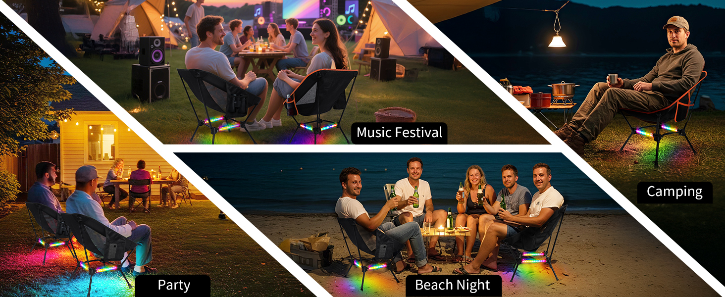 Складний туристичний стілець BeLeEv з кишенями, чорний. Легкий, компактний для кемпінгу, риболовлі, відпочинку на природі.