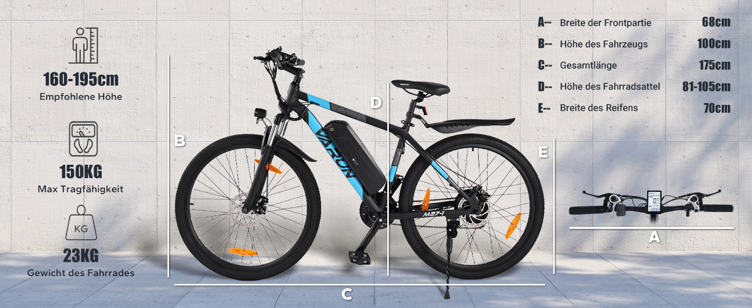 Електровелосипед  VARUN E Bike 27.5 E-Mountain 250Вт, 48V13Ah, LCD, 21 швидк.