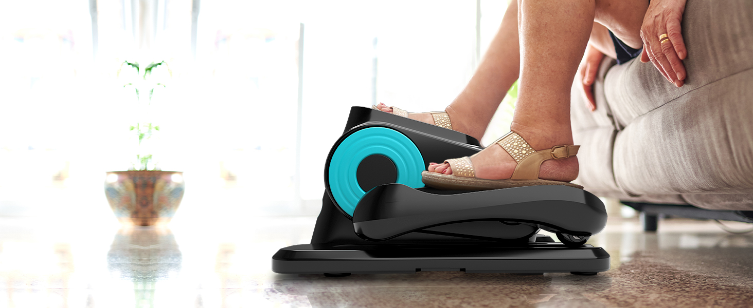 Електричний еліптичний тренажер Amonax, міні крос-тренажер для дому, сидячий велотренажер для літніх людей, кардіо тренажер під стіл, чорний Pro