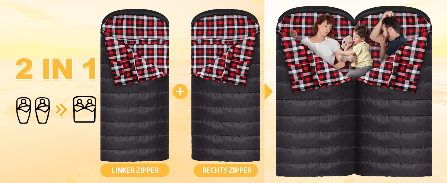 Спальний мішок XXL для дорослих, 3-4 сезони, фланель, кемпінг, зимовий, чорний, 230x90 см