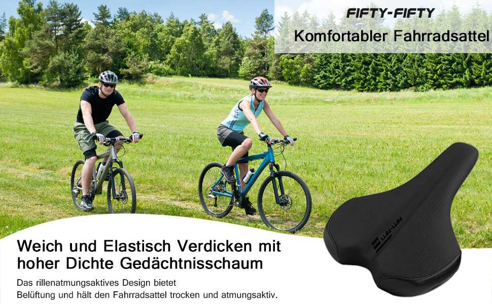 FIFTY-FIFTY Сідло для велосипеда з Memory Foam, комфортне та водонепроникне, для чоловіків та жінок, сумісне з шосейною (CITY) велосипедом