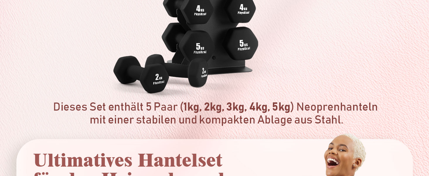 Набір гантелей Kurzhandel-Set 30 кг з підставкою для дому та фітнес-залу | Küstenbrise (повний чорний)