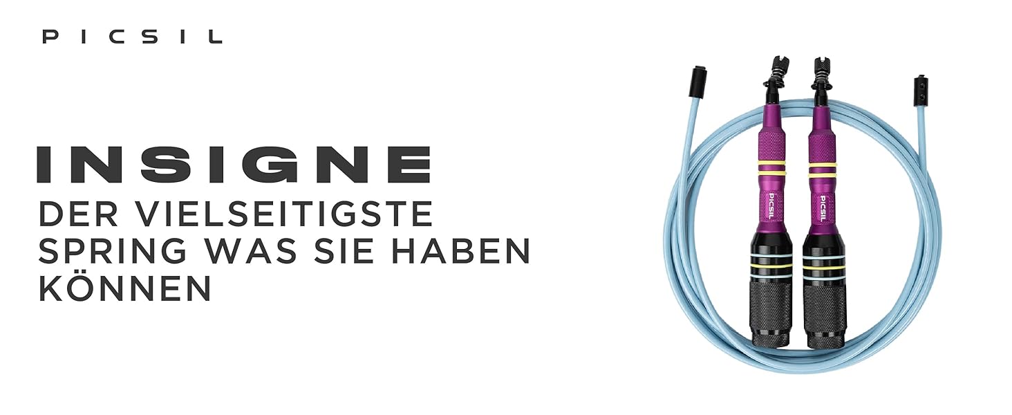Скакалка Picsil Insigne: універсальний, з 3 режимами, швидкий, з обтяженням або кросовер, для будь-якого тренування. Колір: аметист