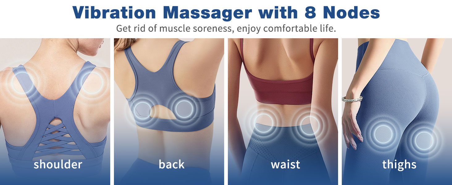 Масажне подушечка для спини з глибокою проникаючою вібрацією, охолодження/підігрів, 2 режими, для зняття м'язової втоми та стресу (Чорний сатин)