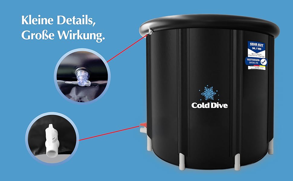 Ейстон 300L – Складана діжка для крижаних ванн для дому та відпочинку – Портативна діжка для відновлення – Кругле чавурне бак з Оксфорду та ПВХ – Діжка для крижаного занурення для спортсменів