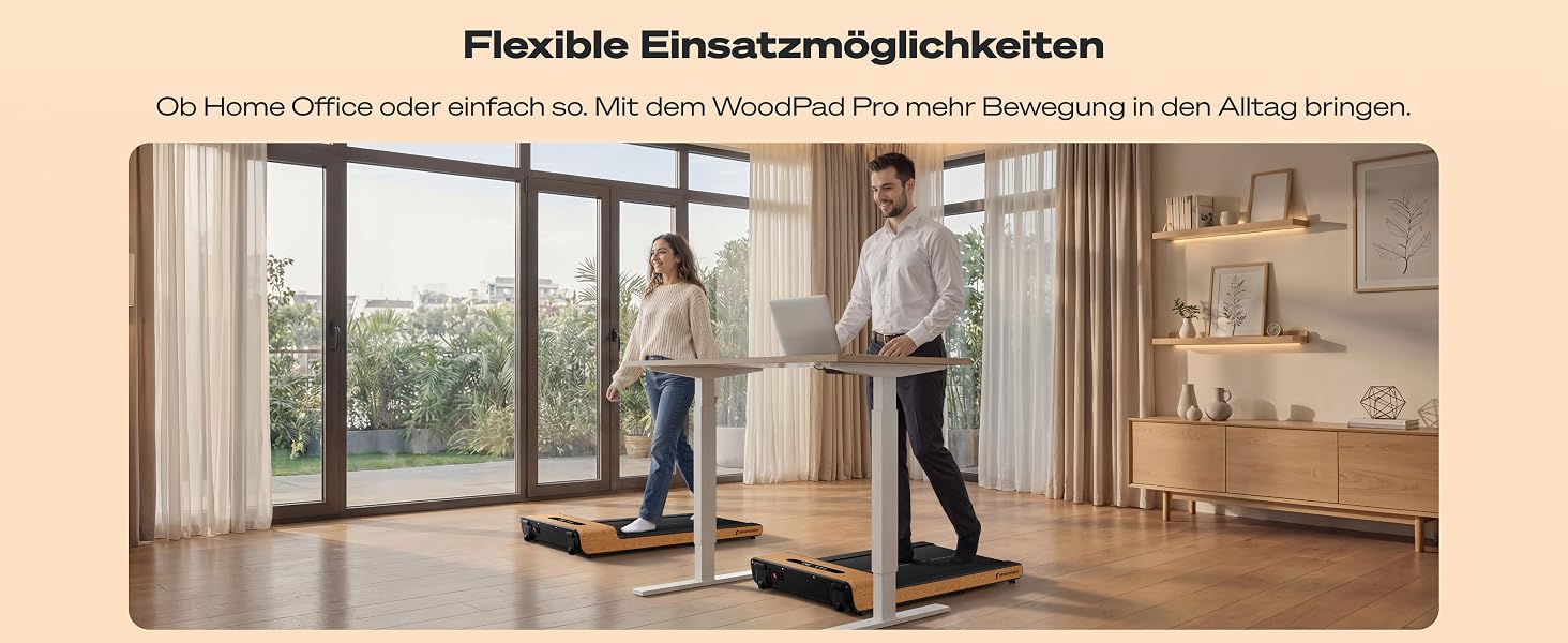 Складана бігова доріжка для ходьби Sportstech WoodPad Pro: компактний тренажер для дому та офісу, до 8 км/год, з крокоміром та підтримкою додатку, навантаження до 120 кг