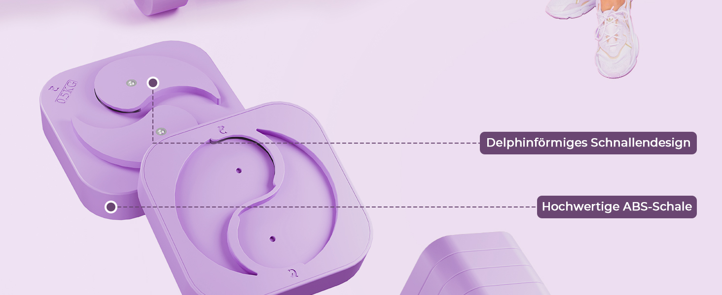 Набір гантелей Dripex регульовані 5 кг x2, з набором дисків 0,5 кг/0,25 кг (фіолетовий)