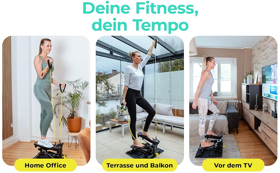 Сходи LANDWEHR для дому: фітнес-степер, до 180 кг, сталева конструкція, чорний колір. Рекомендовано тренерами!