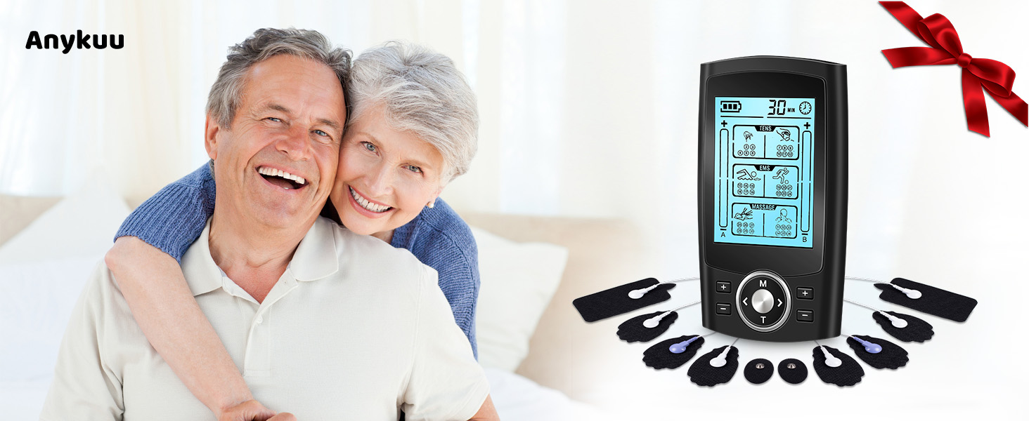 EMS масажер TENS з 36 програмами та 10 електродів для зняття болю та масажу, 2 канали, акумуляторний