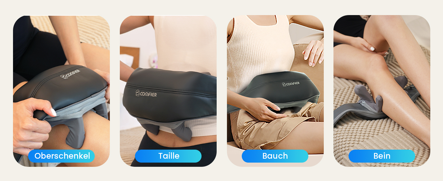Бездротовий масажер Comfier 4D Шиацу для шиї та плечей з підігрівом і вібрацією, електрична подушка для масажу спини, для дому та авто, подарунок