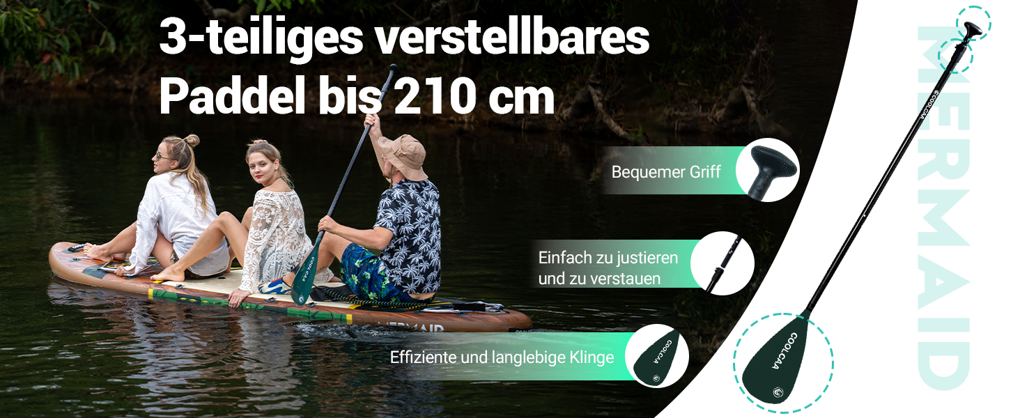 SUP дошка COOLCAA 355 см (Extra Large) надувна, з веслом та аксесуарами, для дорослих до 222 кг, Jungle Echo