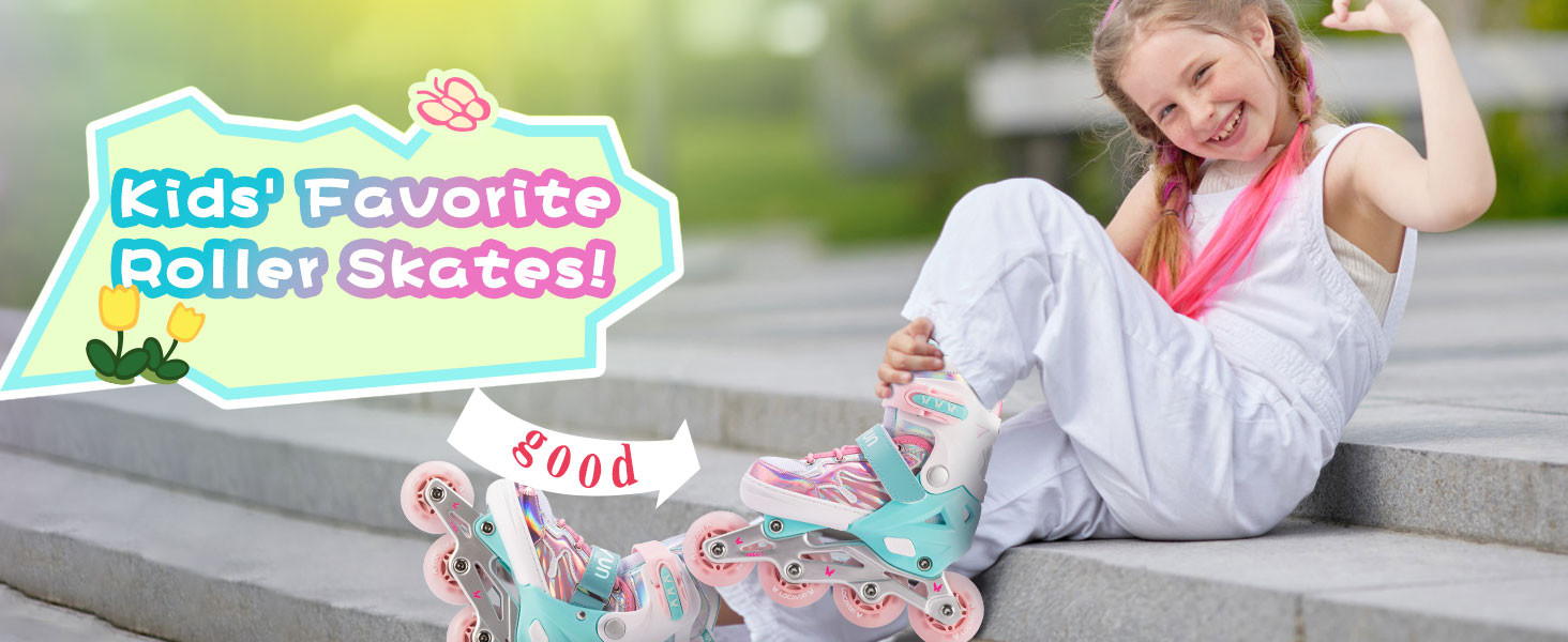 Дитячі ролики Inliner Kinder з регулюванням розміру 26-29, 29-34, 30-35. Ролики для дівчаток з колесами 82A PU, дизайн