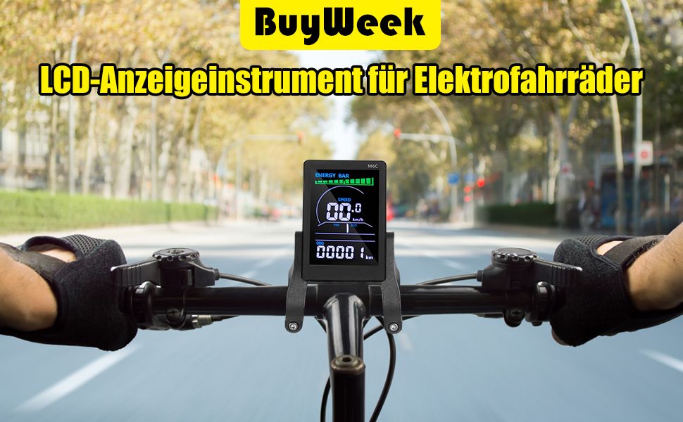 РК-дисплей BuyWeek M6C E-Bike, 24В-60В, водонепроникний, 6-контактний роз'єм