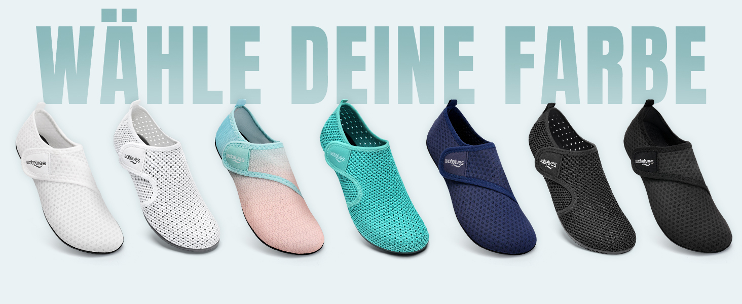 Шкарпетки для плавання та водних видів спорту WateLves: чоловічі та жіночі, швидковисихаючі, дихаючі, для пляжу, басейну, унісекс, 38/39 EU, чорні