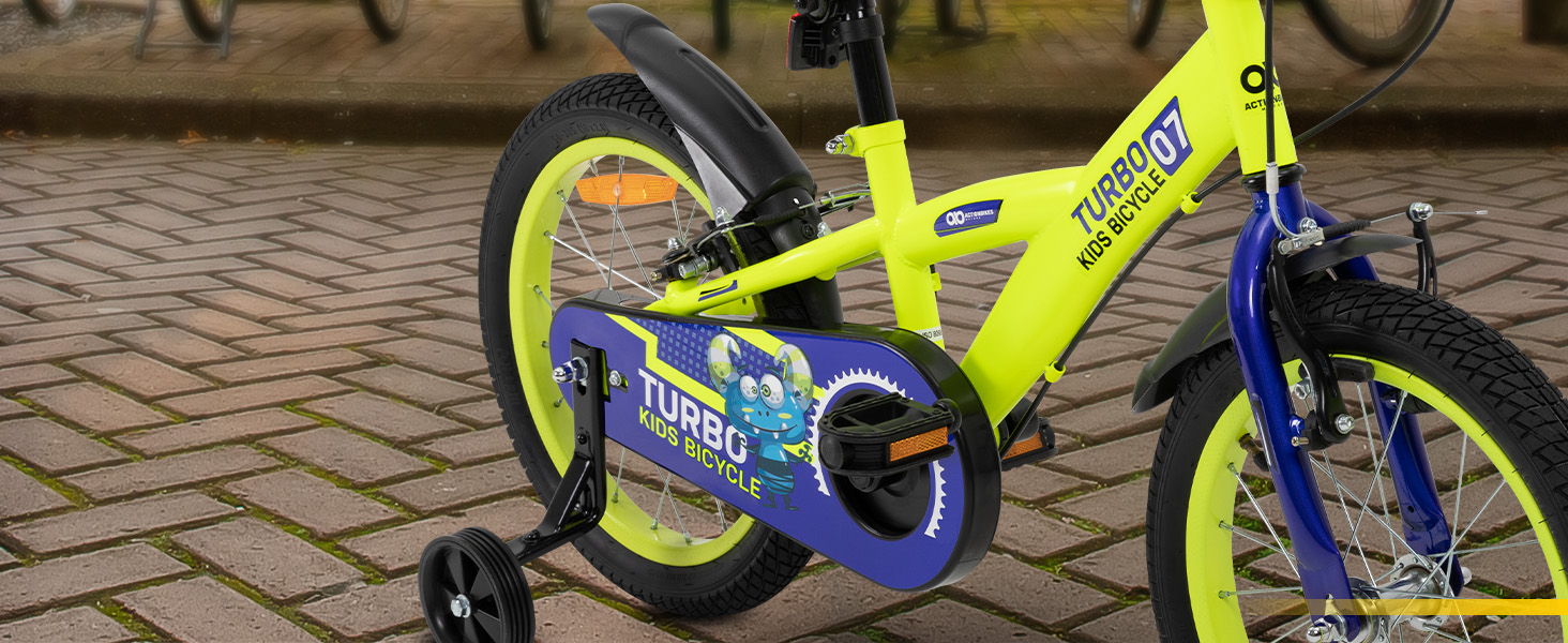 Дитяче велосипед Actionbikes Turbo 12/16 дюймів - V-Brake гальма, захистники, для дівчаток та хлопчиків (2-7 років)