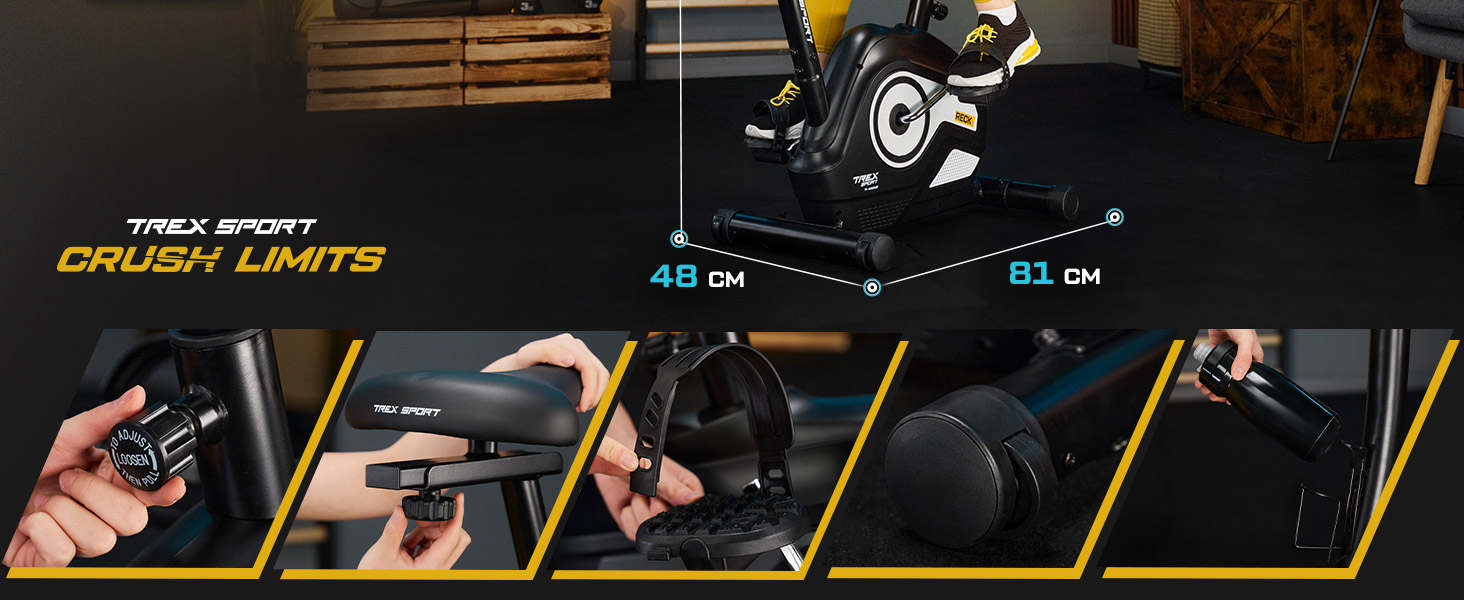 Hometrainer TREX SPORT TX-400MB RECK: фітнес-велосипед з регульованим магнітним опором та LCD-монітором, білий