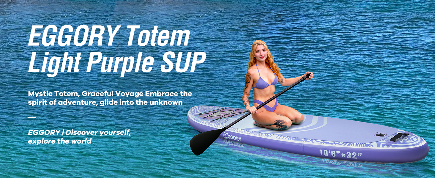 SUP-дошка надувна Totem Violett, широка, з фіном та ручним насосом для плавання