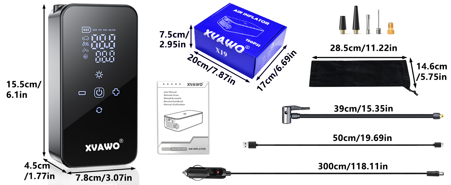 Електричний міні-компресор для накачування шин: насос для велосипеда, авто, мотоцикла, електровелосипеда та м'ячів з цифровим дисплеєм та акумулятором