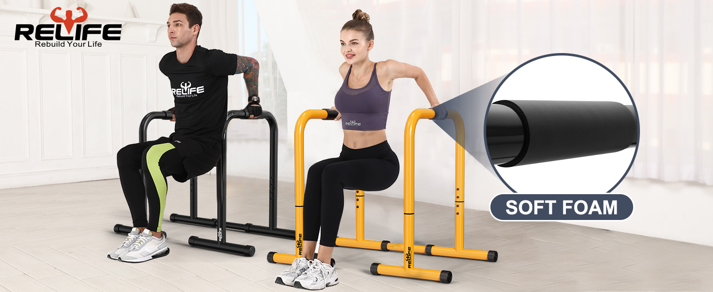 RELIFE Станція для віджимань та підтягувань, регульована висота, чорний - обладнання для калістеніки