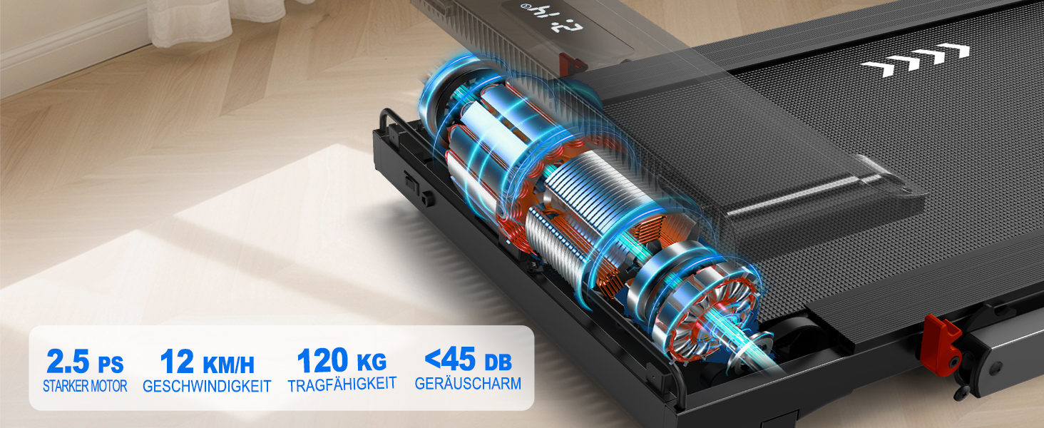 Бігова доріжка 3-в-1 для дому, складана Walking Pad до 12 км/год, 2.5 к.с., LED-дисплей, 12 програм, сумісність з APP, до 120 кг