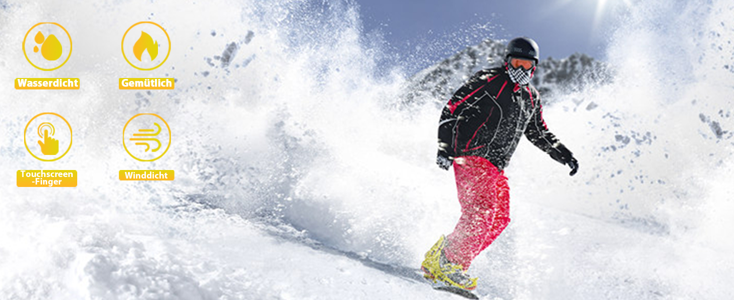 Термо рукавички для велосипеда Ihuan - чоловічі/жіночі, теплі, водонепроникні, вітронепроникні, спортивні, для велосипеда, бігу, катання на лижах, хайкінгу, чорного кольору