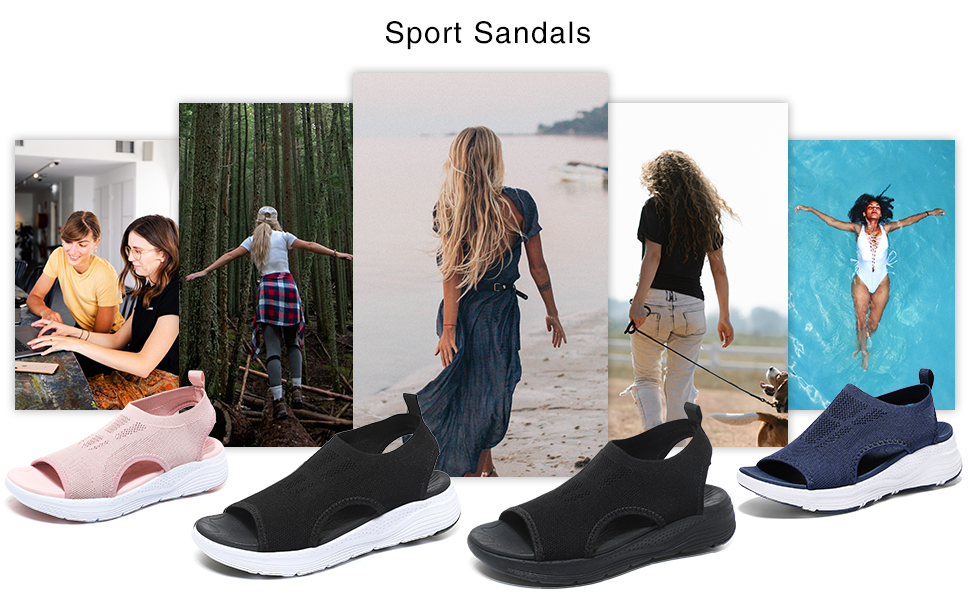 Жіночі літні сандалії Ziitop – зручні ортопедичні сандалії на платформі, водонепроникні, блакитні (40 EU)