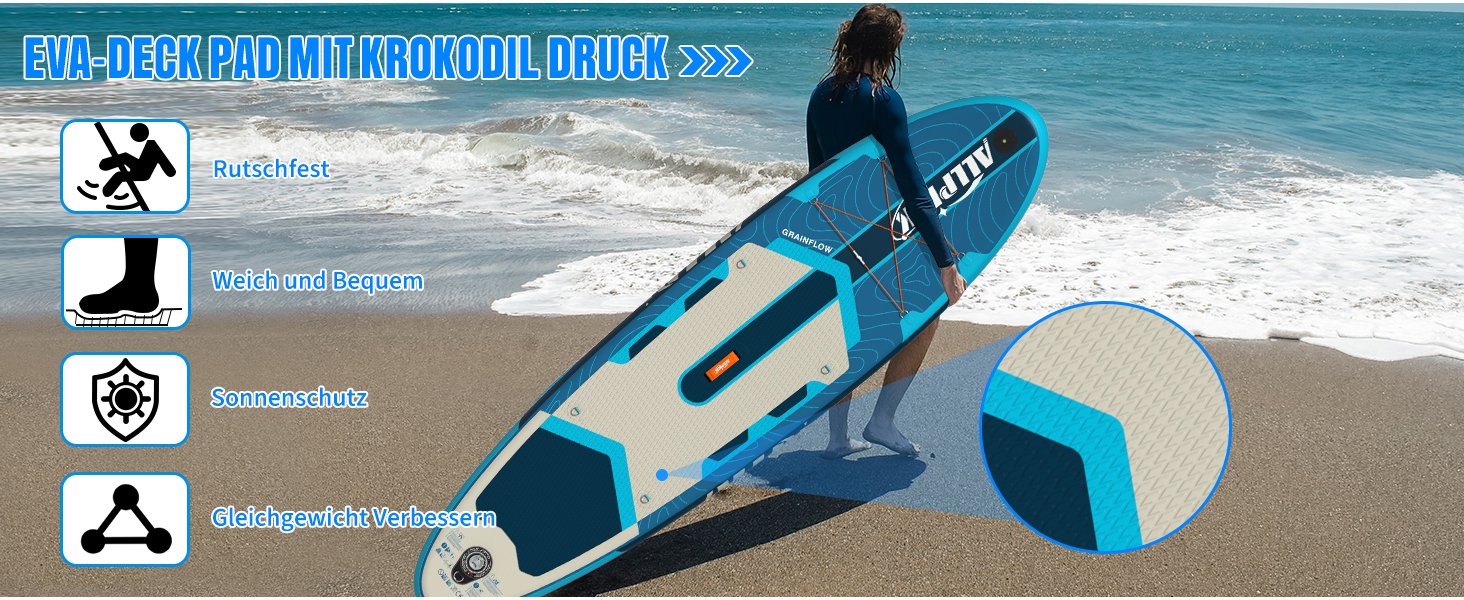 Надувний SUP-борд ALLPICK Premium з аксесуарами, тримачем для камери, регульованим веслом, для початківців та досвідчених, 200 кг, колір: Глибокий синій