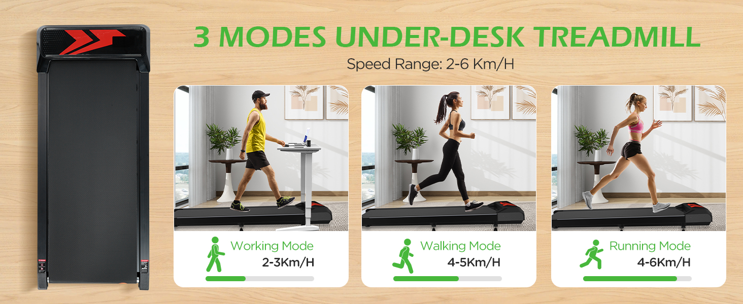 Cozary Walking Pad - біговий килимок для дому з нахилом, робочий стіл, 2-6 км/год, для офісу, з пультом та керуванням через додатки, двигун 2.5HP, LED-дисплей, вантажопідйомність 120 кг