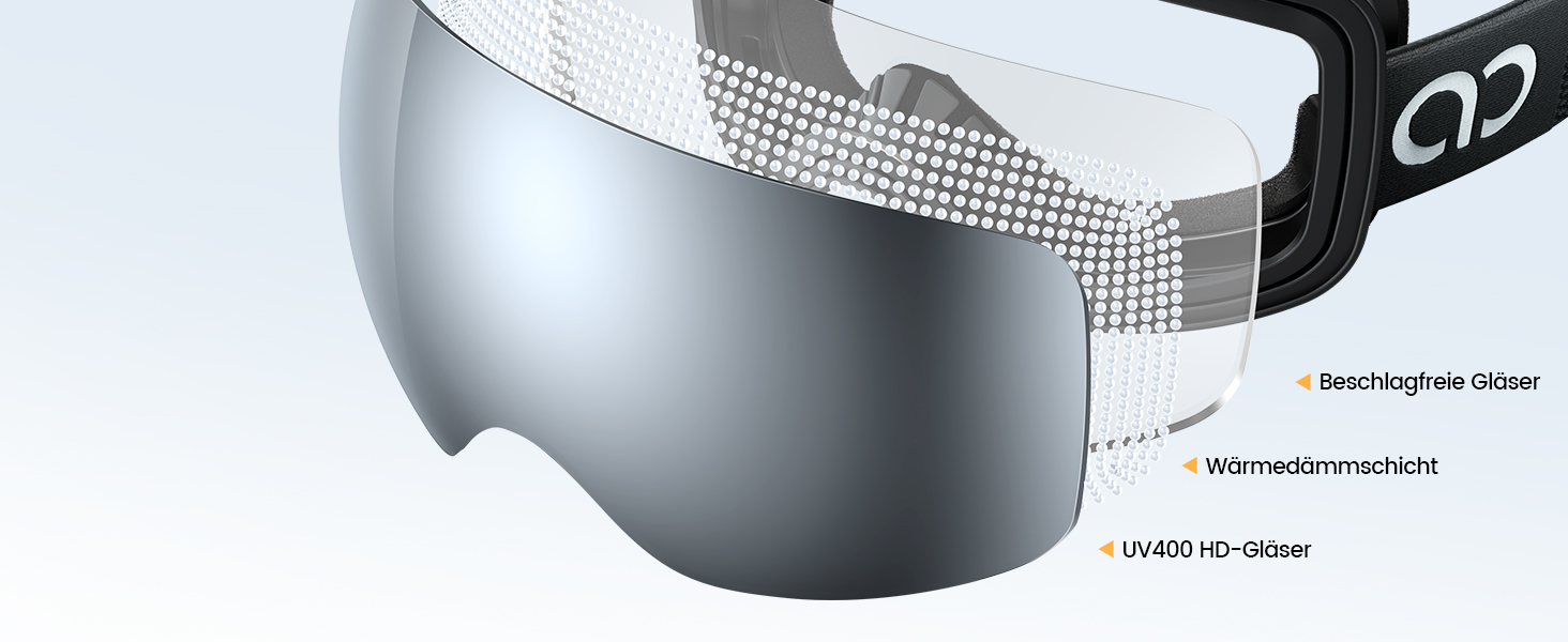 Ламікал - скі-маска для чоловіків та жінок, сноуборд маска з OTG - [Ultra HD, широке поле зору] - високоякісна скі маска з захистом від запотівання, для людей у окулярах, дзеркальна сноуборд маска, скі маска UV400 з захистом від відблисків - чорний каркас - срібний колір (VLT: 11%)