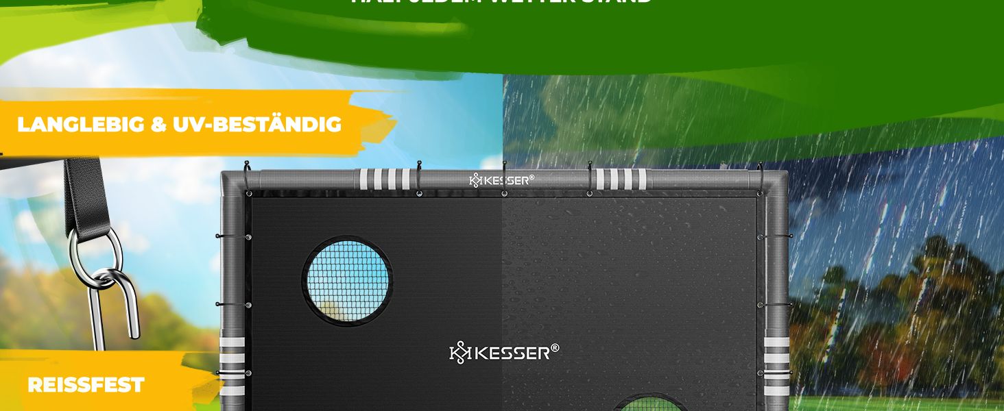 Ворота для футболу KESSER® для саду: міцні, для тренувань, з UV-стійкою сіткою, сталевий каркас з підкладкою, земляні анкери, повітряний насос, фішки, монтажні аксесуари для дітей та дорослих 180 см - з ворітною рамою антрацитового кольору