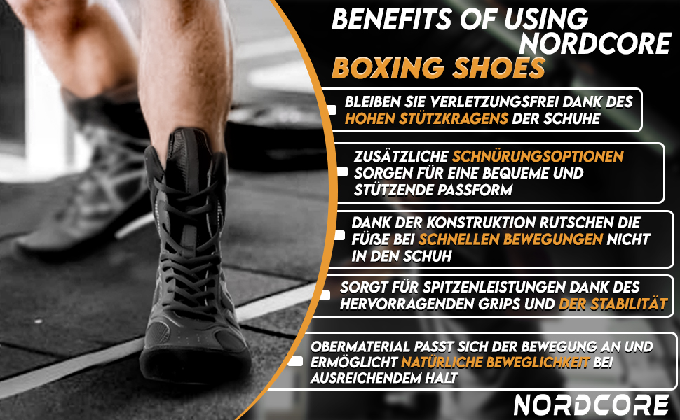 Боксерські кросівки Nordcore - легкі, для чоловіків та жінок, з високою фіксацією, чорні (45 EU)
