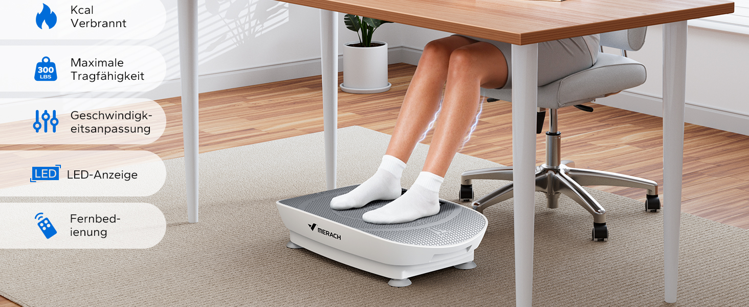 Вібраційна платформа MERACH для формування тіла та розслаблення. Тиха, компактна, з LED-дисплеєм, пультом дистанційного керування та зручним силіконовим покриттям. Сірий колір