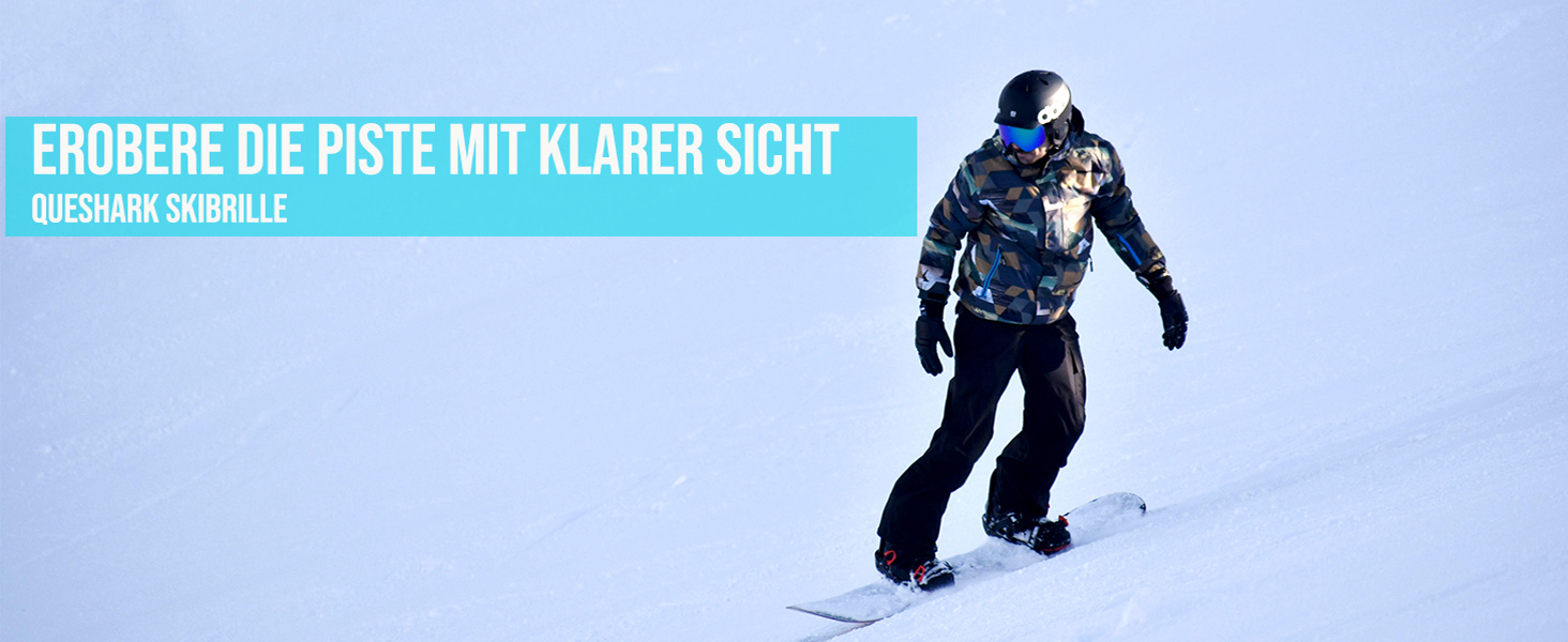 Окуляри для сноуборду Queshark: подвійна сферична лінза, UV400, анти-запітління, сумісні з шоломом, чорно-коричневі